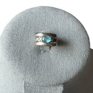925 Sterling Silver Blue Topaz Set of 3 Stackable Rings Size 6.75
